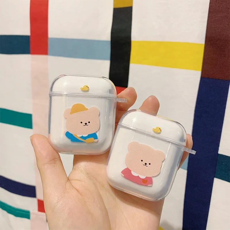 

Cartoon Cute Case For Apple Airpods 1/2 pro Cover Luxury Transparent Earphone Case Simple Headset Box For airpod Pro Cover, Colors customized