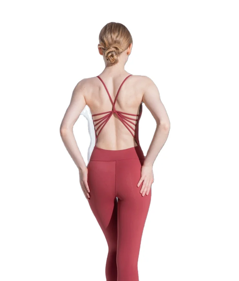 

CUSTOM backcross red bule Kink knotting Ballet organic one piece jumpsuit training dancewear women, Customized colors