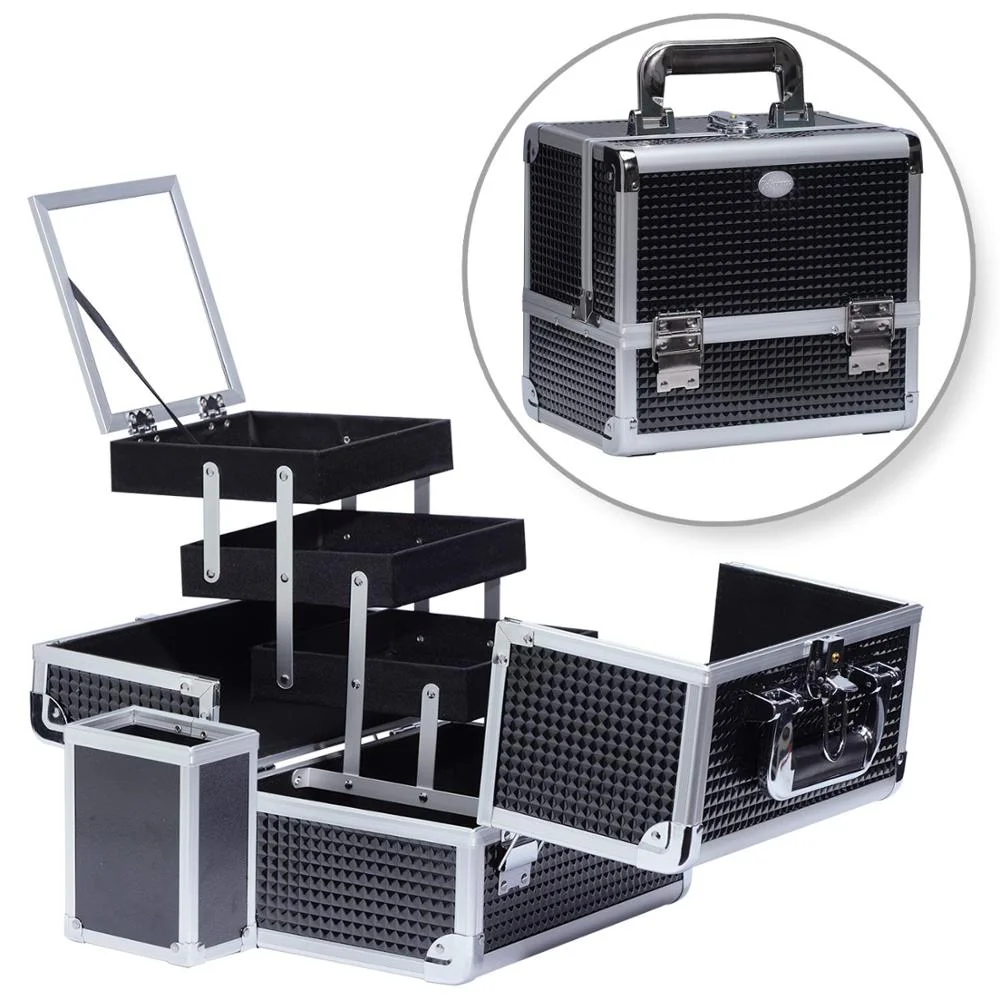 

Professional Travel Storage Beauty Case Aluminum High Quality Makeup Vanity Case, Black