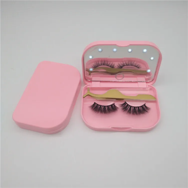 

custom led lights eyelash package box, 3 pairs mirror led lash box case, 25mm mink eyelash LED holder box, Like pic or customized