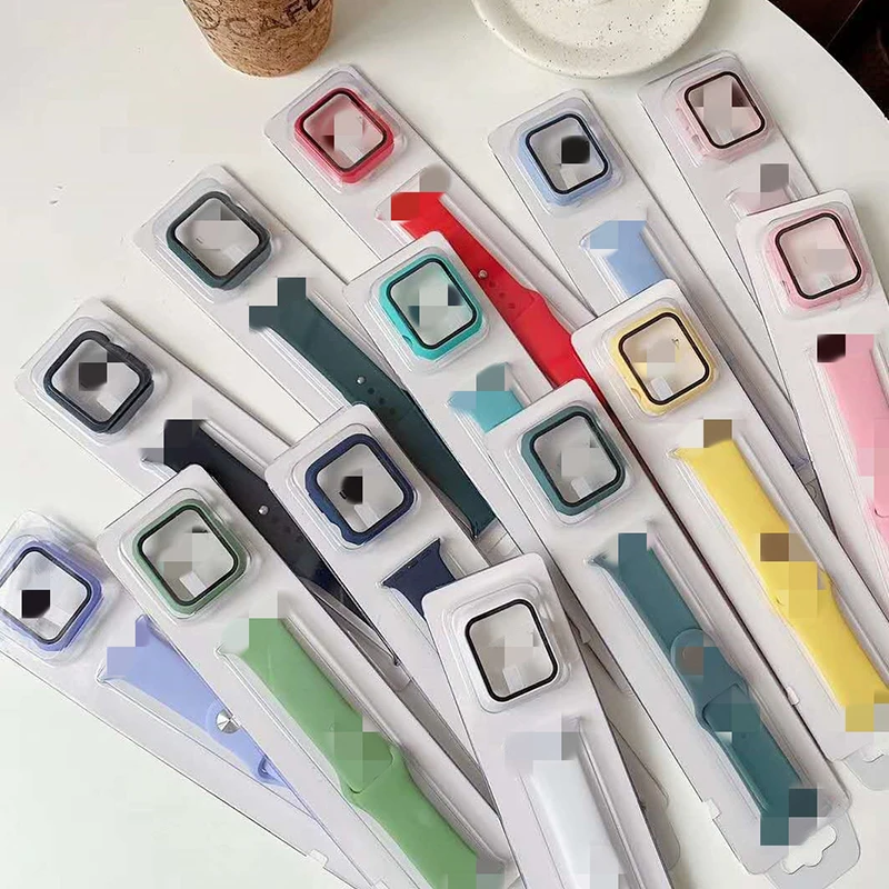 

Wholesale Silicone Cover Case Soft Rubber Sport Smart Watch Strap With Case For Apple Watch Band For Watch Bands
