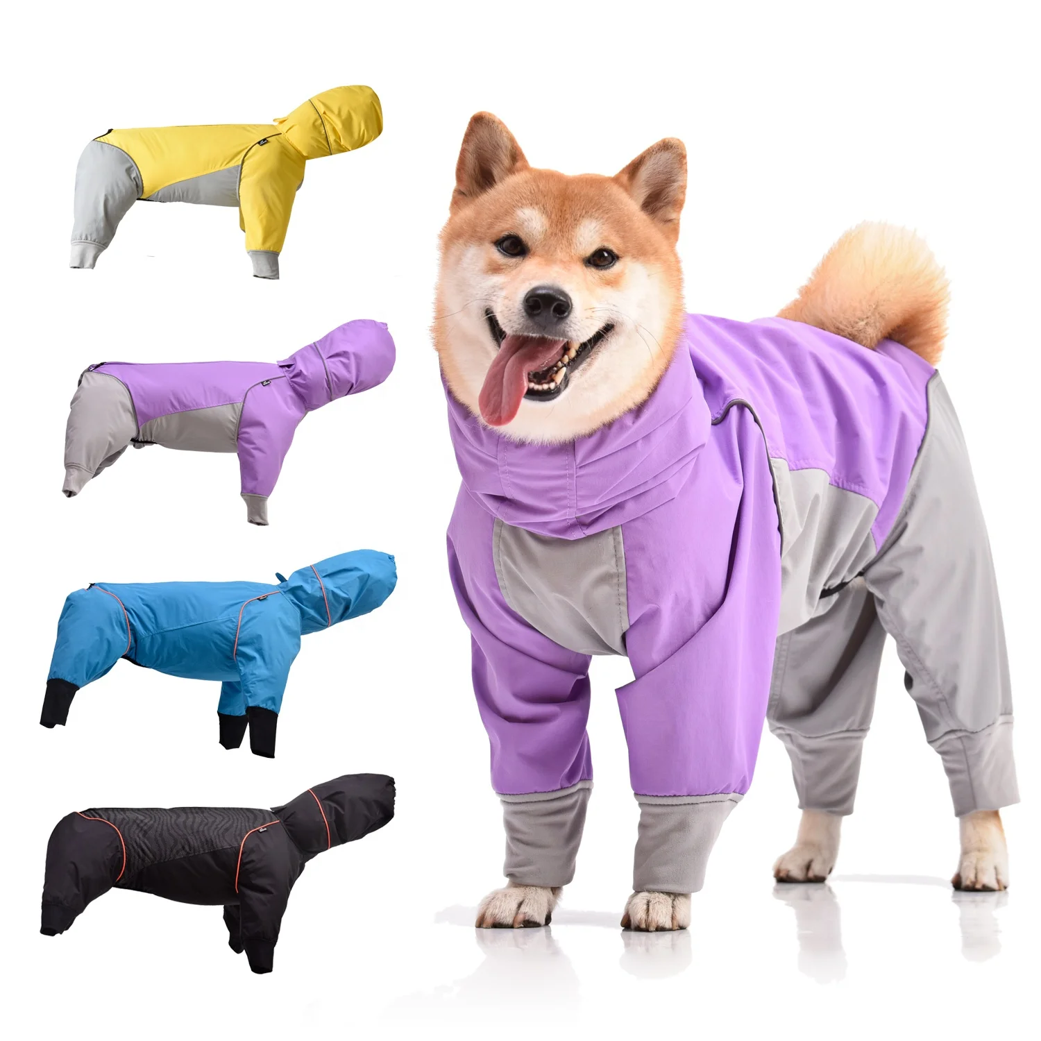 

Promotion Pet Apparel Overall Dog Raincoat Long-legs Suit for Large Dogs, Available