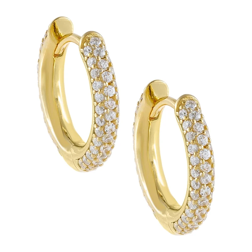 

Fashion jewellery 925 silver 14k gold cubic zirocnia huggie earrings women wholesale