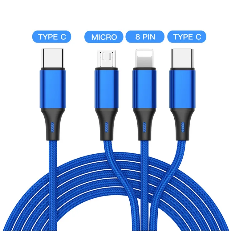 Amazon hot sale 3A Fast Charging 1.25M 3 In 1 USB C Cable to Light ning For iPhone 12 USB C to MIcro Type C Charging Cable - ANKUX.COM
