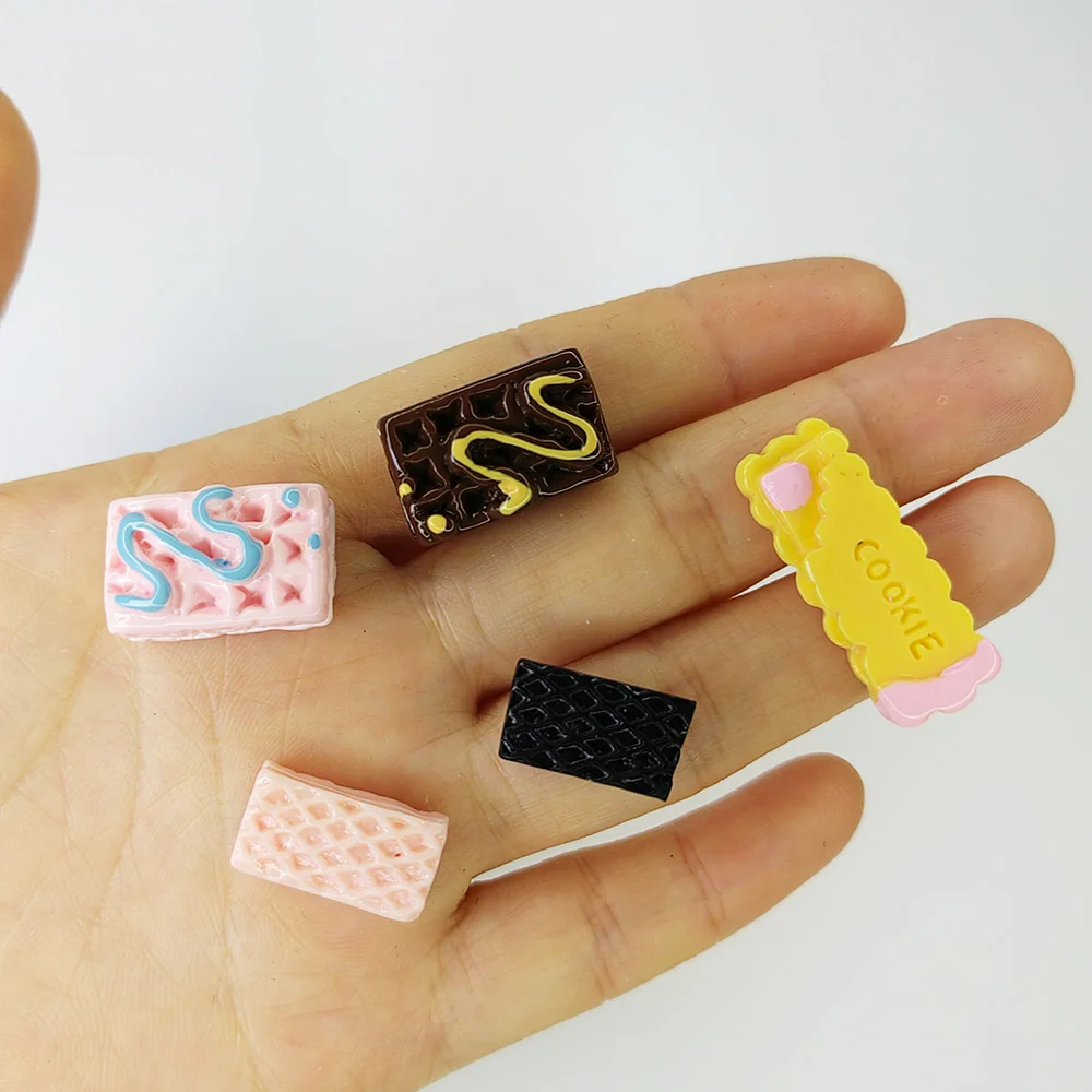 

yiwu wintop art supply rectangle chocolate wafer biscuit design resin miniature food cabochon charms