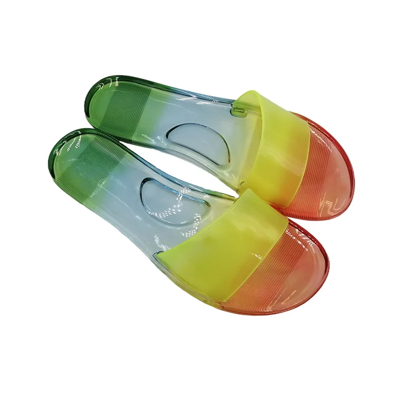 

SP741 Large size crystal jelly shoes for ladies casual slipper women flat beach color slipper, Picture shows