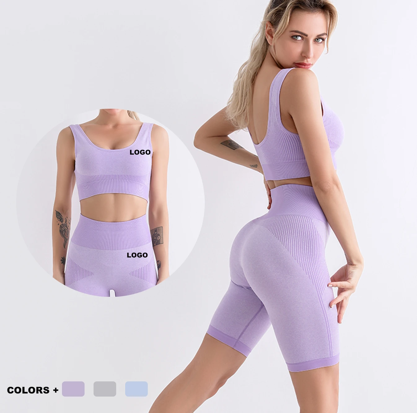 

Womens Activewear Workout Outfit Fitness Seamless Gym Shorts Summer Yoga Set, Can do as your require