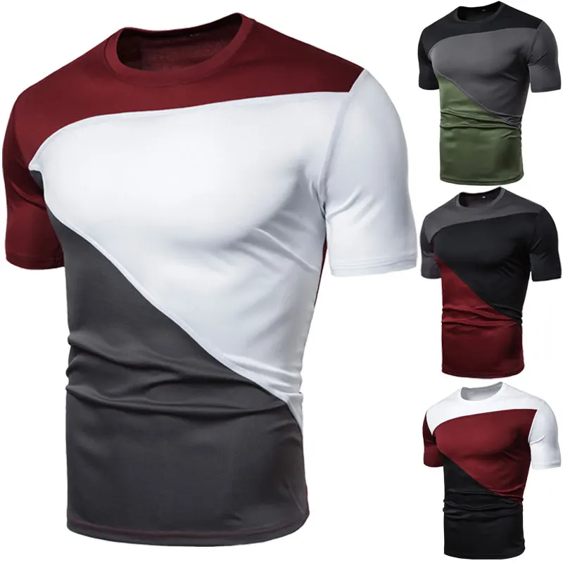 

Men's Clothing Wholesale Free Shipping Motion Fitness Tight Sexy Breathable sweat Handsome Charm Mens SummerT-shirt for Men, Black,wine red,gray,white