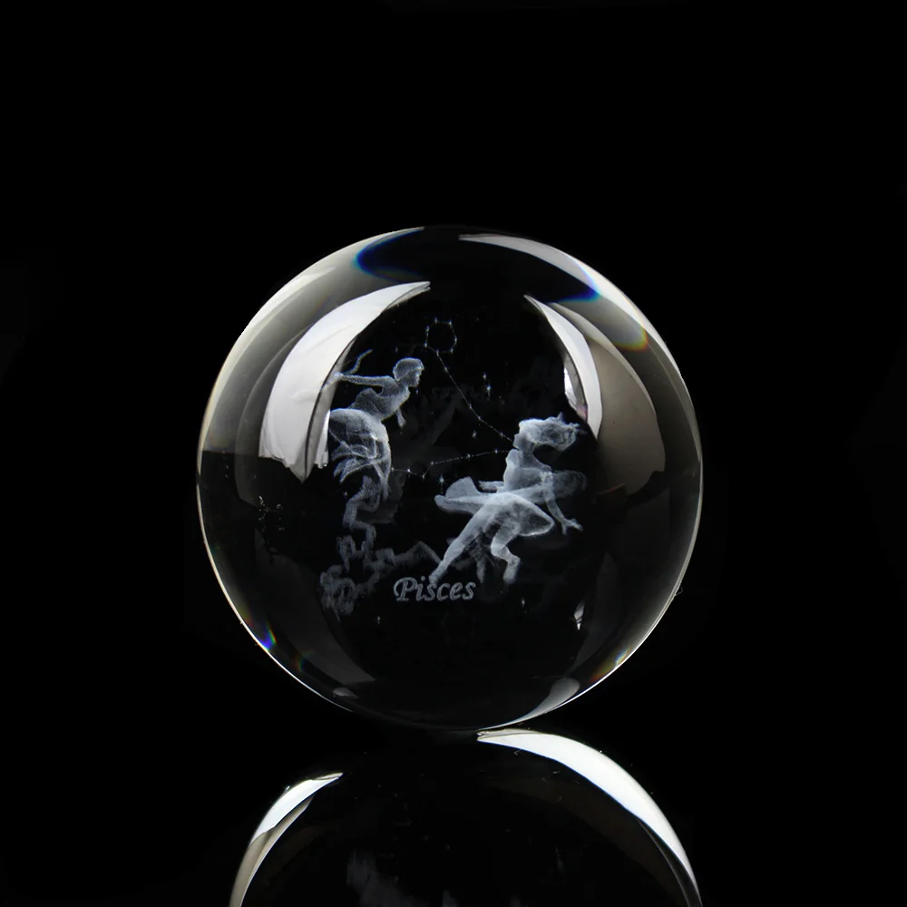 3d Zodiac Sign Star Glass Ball Ornament 12 Constellations Crystal Ball ...