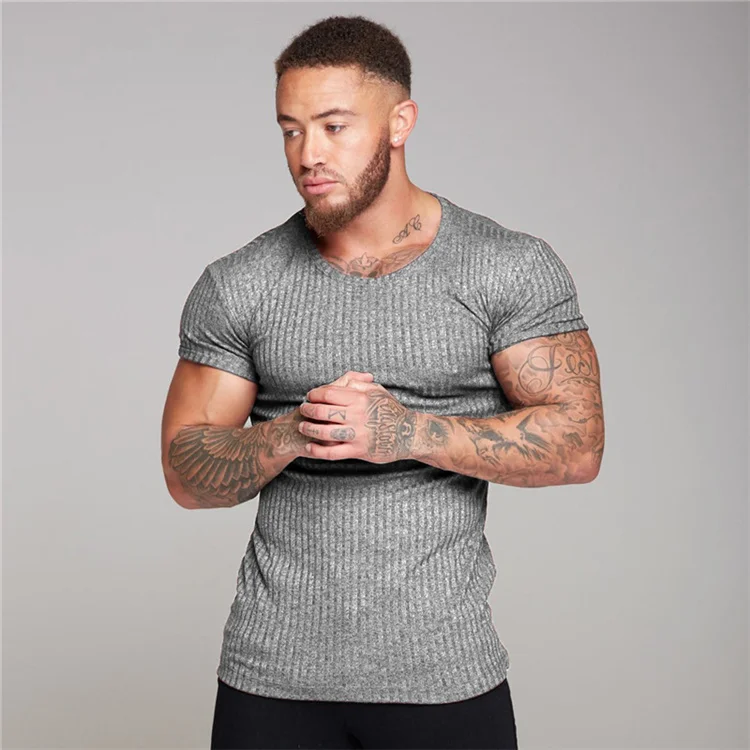 

Men's T-shirt Slim exercise summer dress short sets men clothes Breathable Casual sweater Custom logo wholesale bs6629