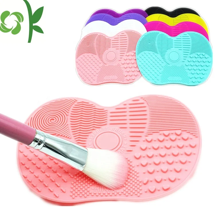 

OKSILICONE Durable Silicone Mat Cleaning Makeup Brush With Suction Cup Reusable Washing Cosmetics Brushes Hand Tool Silicone Mat, Pink/dark purple/violet purple/black/light green/rose red/customized