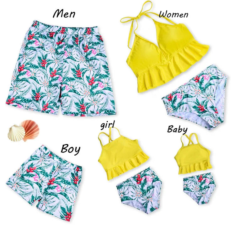 

2021Mother Daughter Matching Mom Child Kid Swimsuit Family Mommy And Me Swimwear, Picture color