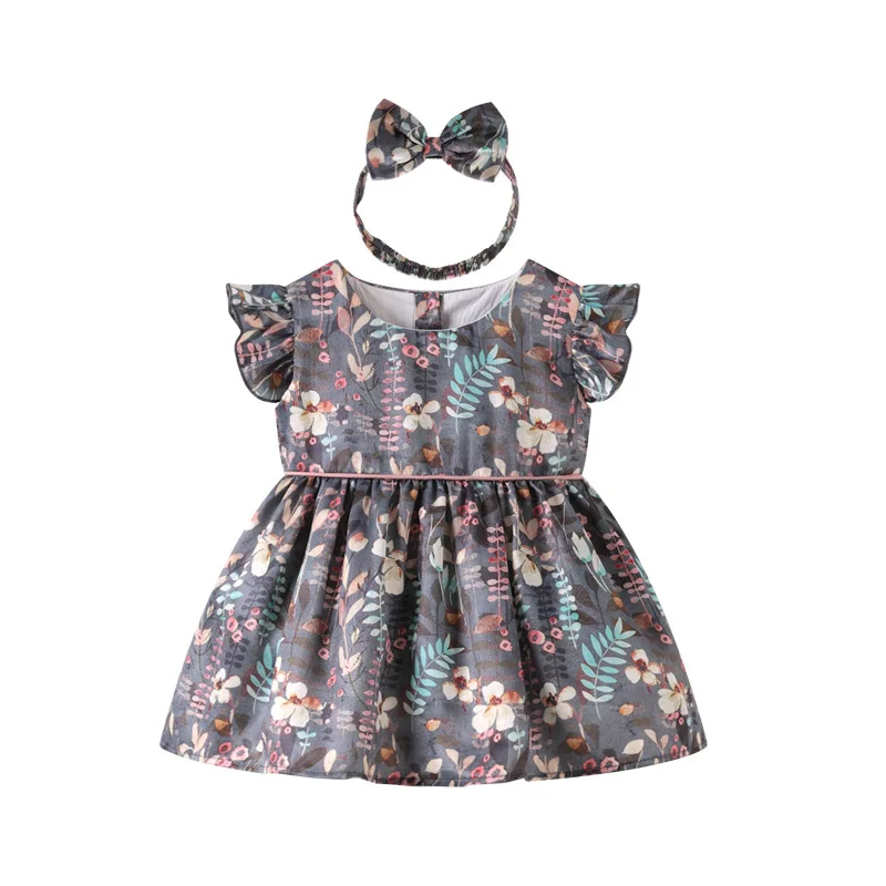 

New Baby Wear Cap Sleeve Baby Dress Soft Cotton Clothes Toddler Girls Floral Dress