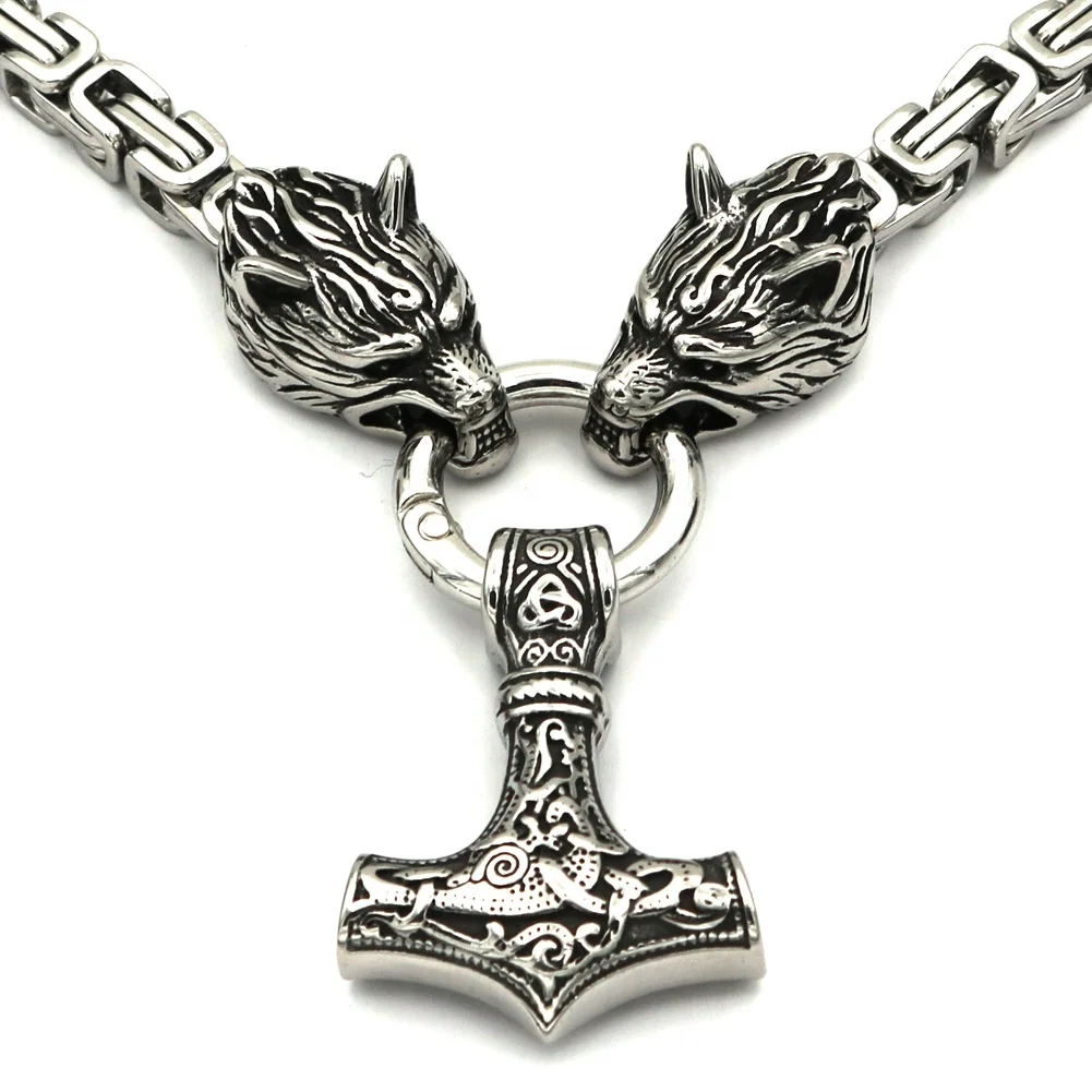 

Hot Products one piece New Fashion Vintage Norse Viking Thor's Hammer Mjolnir Pendant Necklace for Men, Picture shows