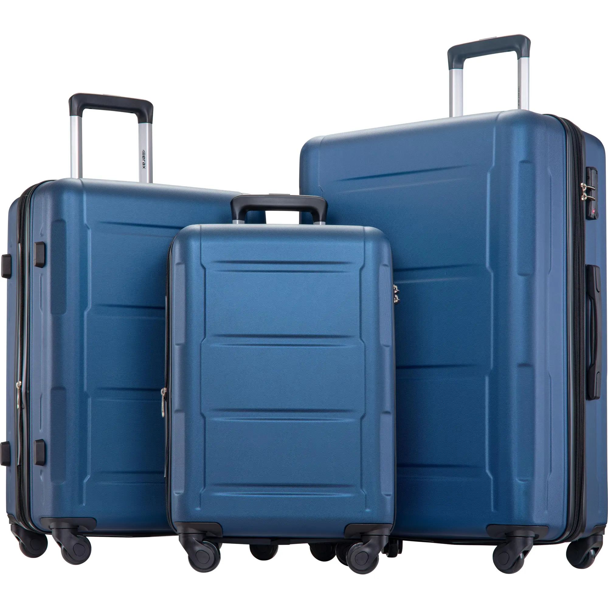 

Expanable Spinner Wheel 3 Piece Luggage Set ABS Lightweight Suitcase with TSA Lock, Blue