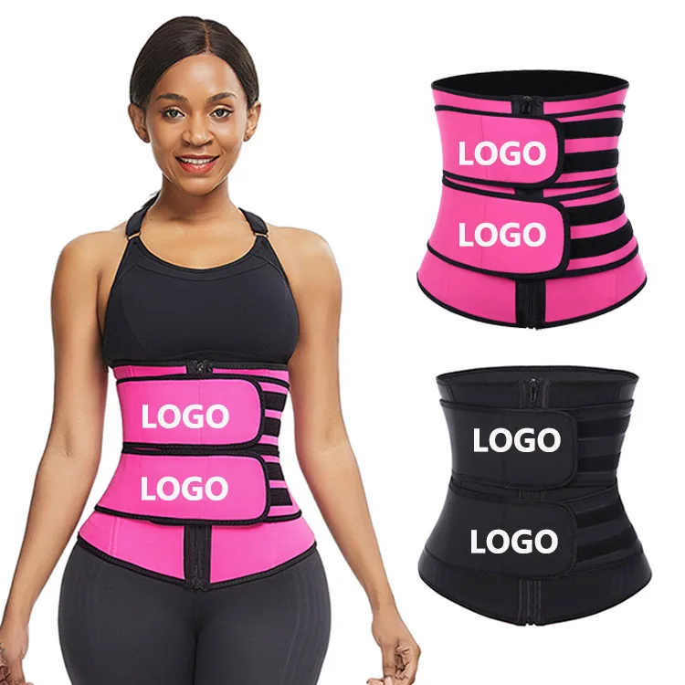 

2021 Latex Custom Logo Women Shapewear 9 Steel Boned Waist Shaper Double Belt Private Label Plus Size Strap Waist Trainer, Customized colors