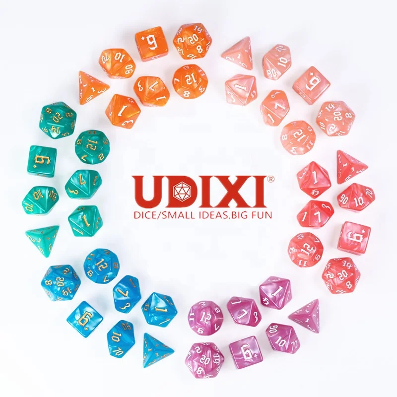 

Udixi Plastic Polyhedral custom acrylic dungeons and dragons dnd d&d dice rpg set 16mm, 6 color