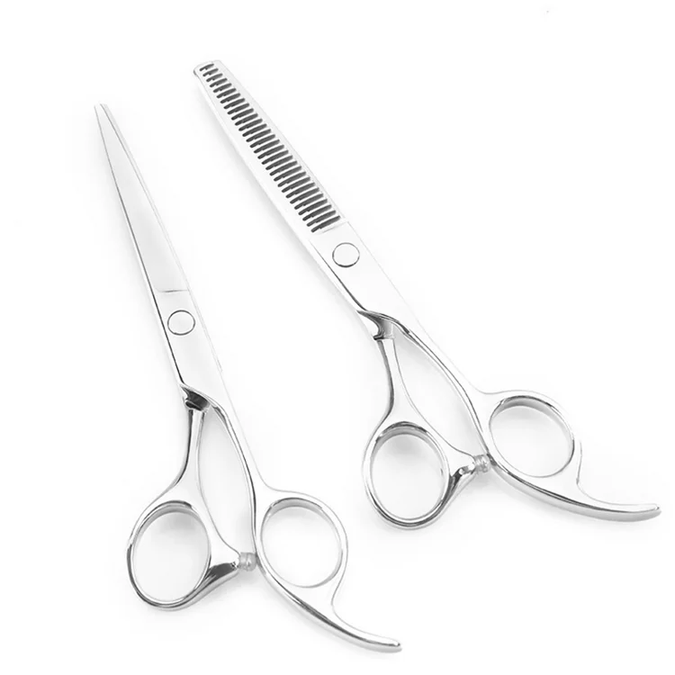 

Professional Barber 6" Japanese Steel White Hair Cutting Thinning Shears Hair Scissors, Silver excellent mirror polish