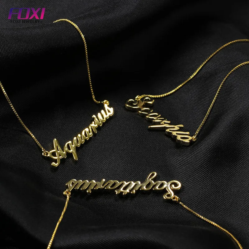 

hot sale jewelry vendor gold plated initial zodiac necklace for men and women