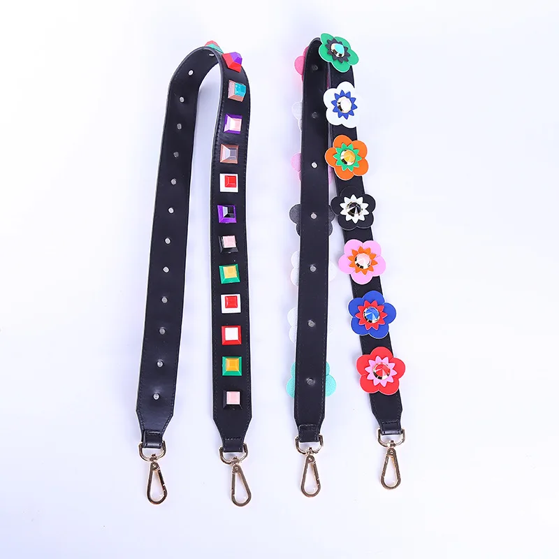 

Fashion PU leather flower Floral Crossbody Bag Strap belt DIY Hanger with factory price