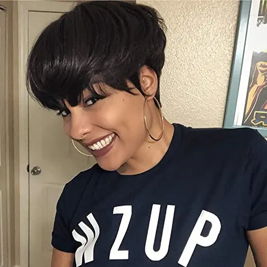 

Joedir Short Straight Wigs Brazilian Hair Wholesale Cheap Hot Sell Best Human Hair Wig With Bangs Pixie Cut Wig Human Hair