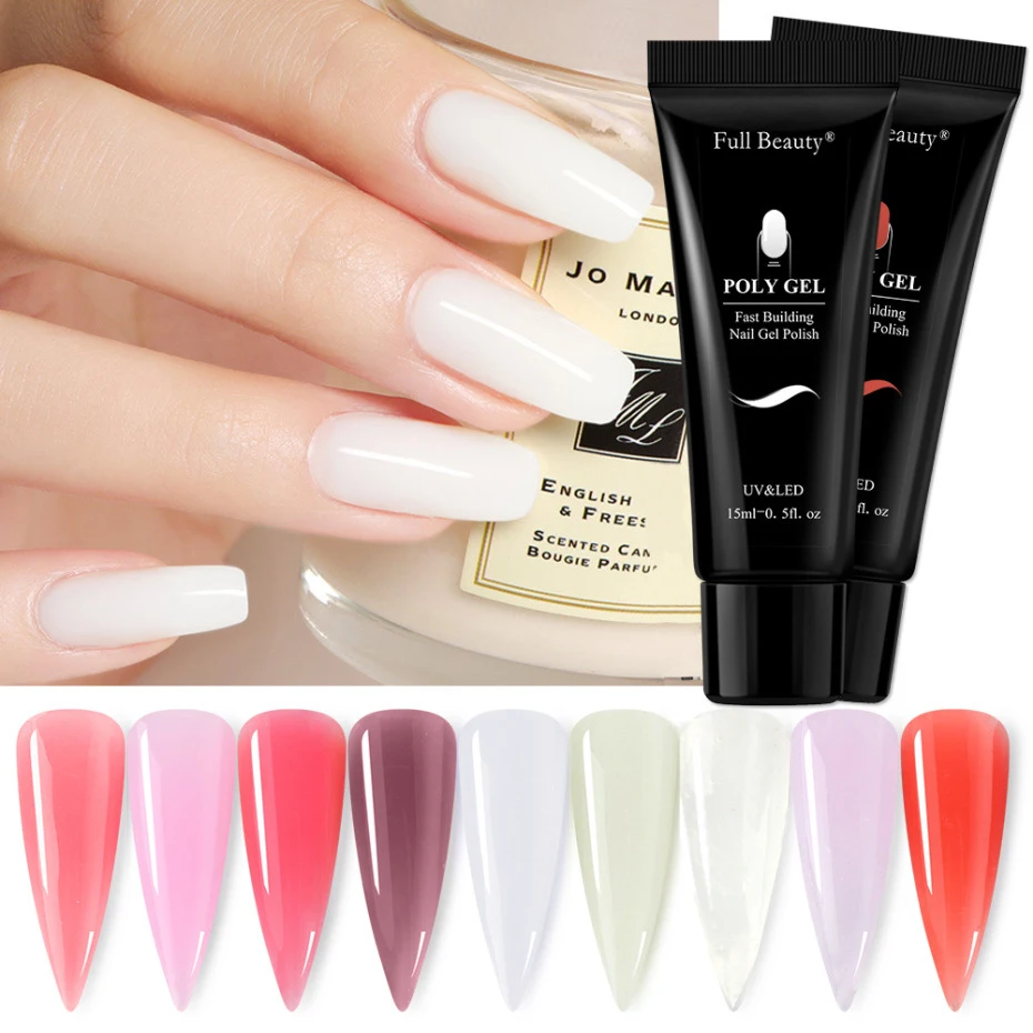 

15ml Professional Acrylic Quick Building nail extension Gel Soak Off Permanent UV LED Nail poly gel, 9 colors optional