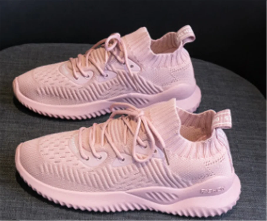 

New breathable and Comfortable high quality wholesale cheap shoes fly woven sneakers for women, Black/red/grey