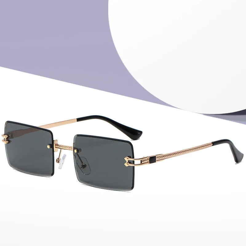 

Jiuling eyewear 2022 New arrival fashion vintage small rectangle metal frame sunglasses frameless gradient rimless sunglasses, Mix color or custom colors