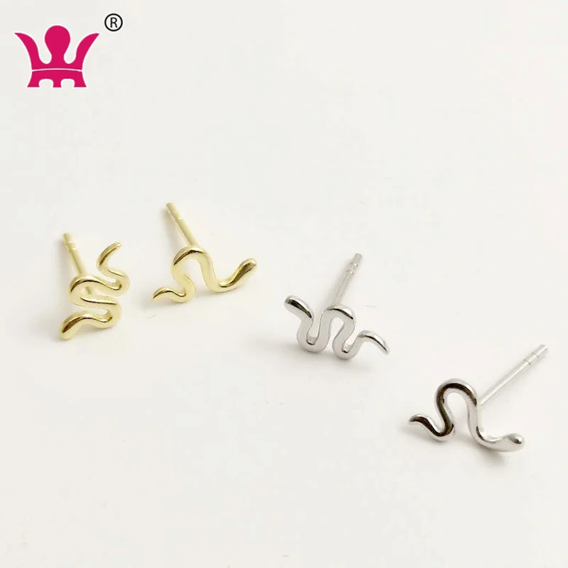 

Minimalist Tiny Garden Reptile Helix Cartilage Ear Lobe Piercing Pair Serpent Snake Stud Earrings For Women For Teen, Silver or ,gold plated