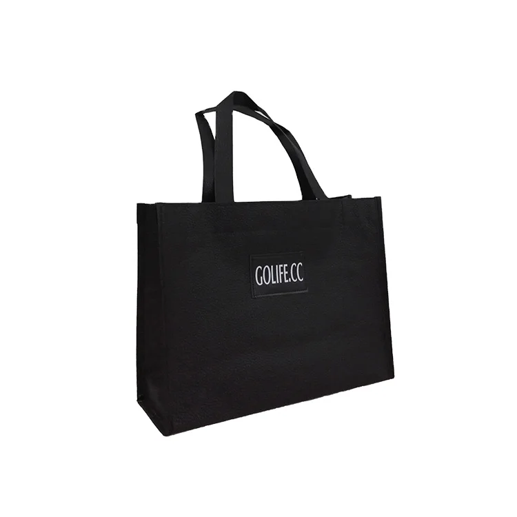 

Custom non woven Handbags Different Sizes Fashion Bag non woven lamitation leather pattern Bag, Black,grey