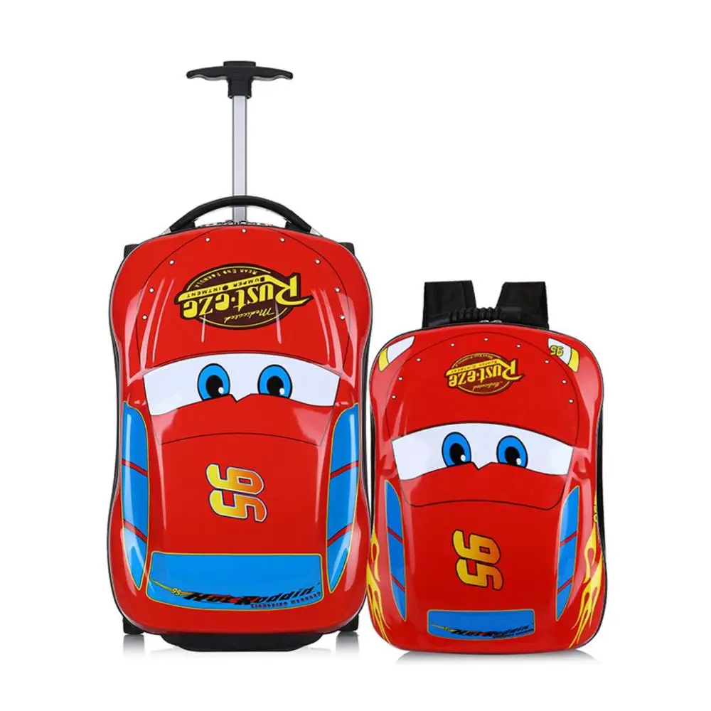 

China Luggage Factory Supply 2pcs Children Cartoon Trolley Bag Set Car Shape Kids Travel Luggage