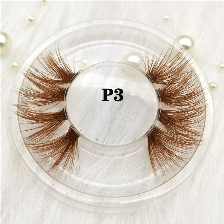 

New Style Full Strip Color Volume 3D Mink Lashes Real Mink Fur Colorful Eyelashes Wholesale brown lashes