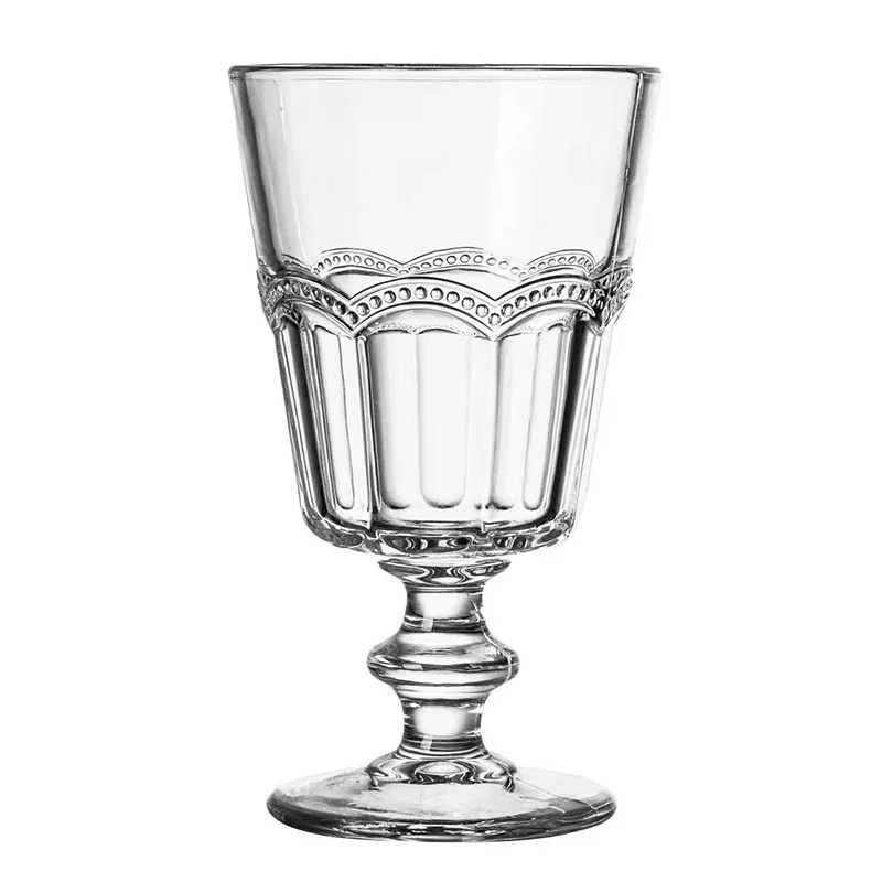 

French Lace Embossed Light Retro Classic Glass Goblet Yogurt Ice Cream Coffee Milk Tea Cup Manufacturers, Amber