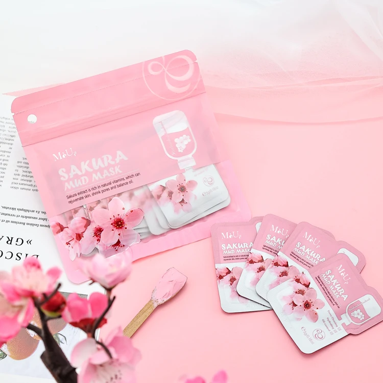 

Wholesale private labels organic natural pink clay cleansing facial mudmask whitening skin care Japan face sakura mud mask