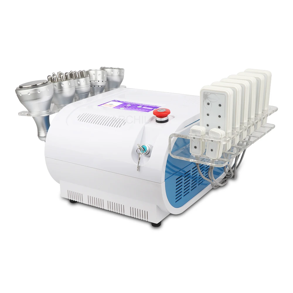 

6 In 1 40K Ultrasonic Cavitation Vacuum Radio Frequency Laser Home Use 8 Pads Lipo Laser Slimming Machine
