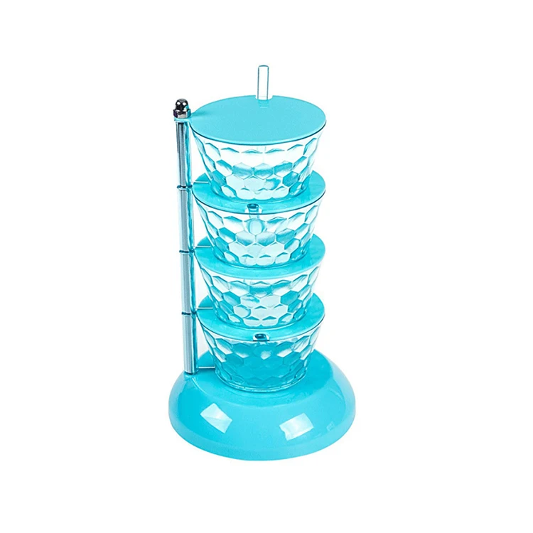 

A928 Rotating Revolving 5 layer Spice Rack Kitchen Accessories Seasoning Box Kitchen Condiment Containers Rotatable Spice Jars, Blue,green