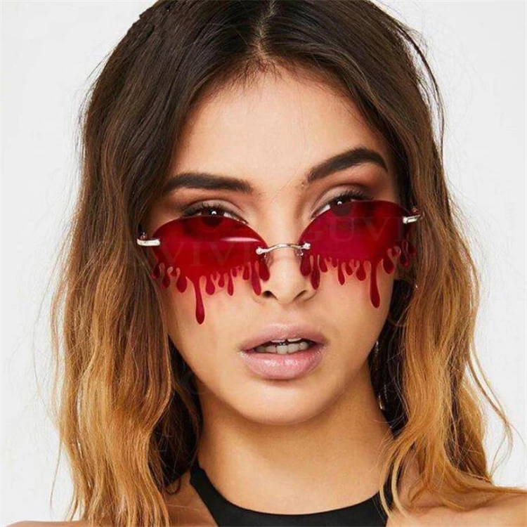 

Fashion Designer Sunglasses Frame Women Rimless Glasses Shades Drip Sunglasses For Woman, As pictures or customized color
