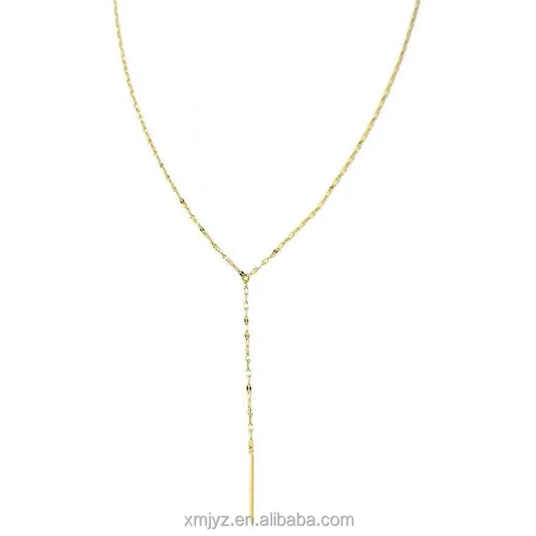 

Certified 18K Gold Necklace Needle Fish Lip Chain Au750 Pure Neck Modified Neck Adjustable Necklace Jewelry