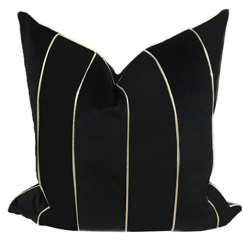 High-Grade Microfiber Square Pillow Classic Black White Stripe Vintage Geometric Digital Print Portable Decorative Throw Pillow