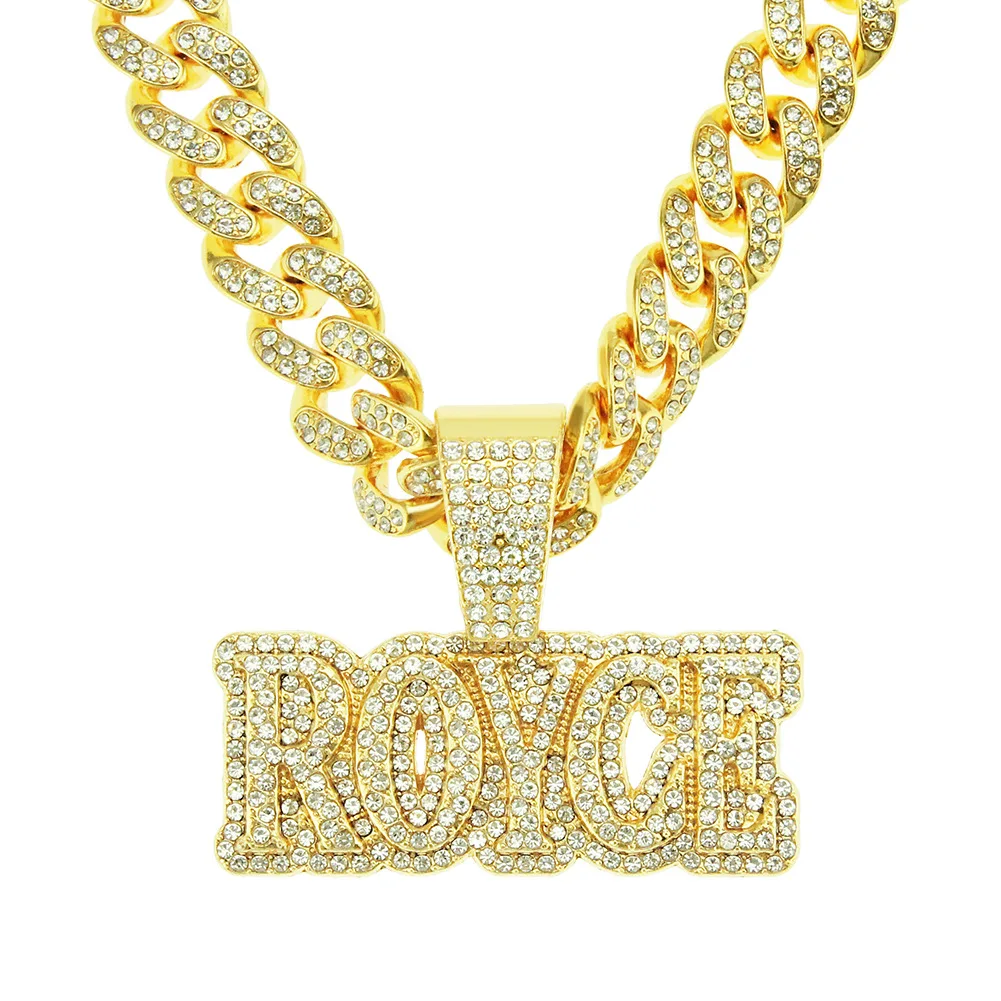 

Brand new custom pendant design hip hop full ice two-tone gold-plated moissanite diamond letter pendant necklace