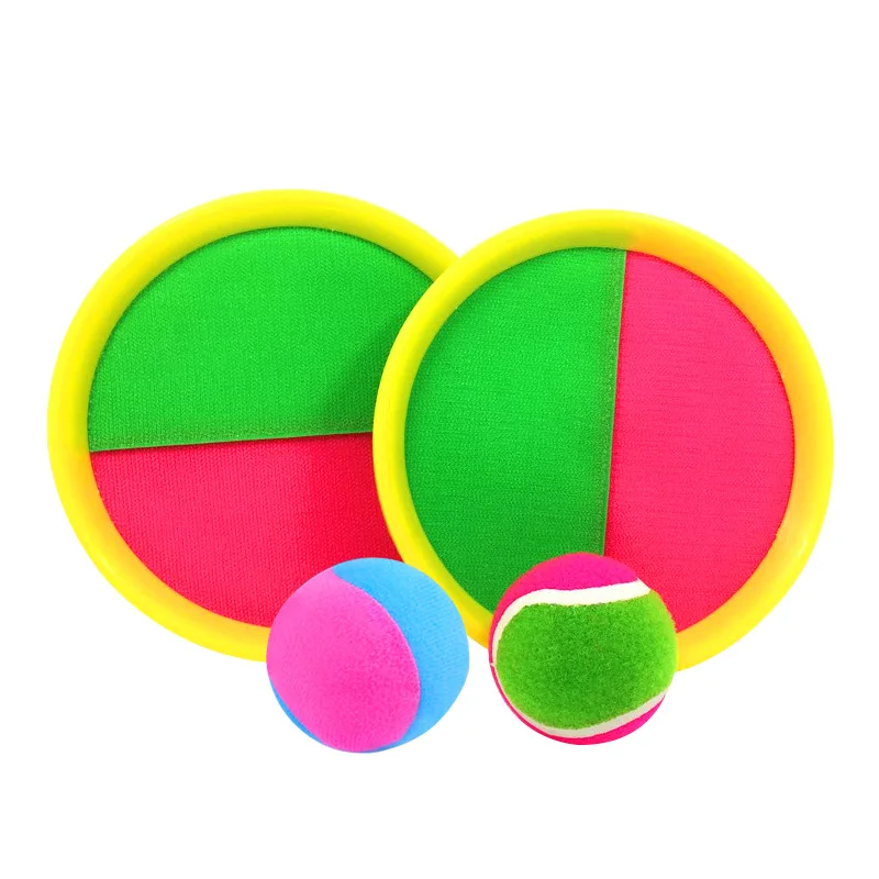 

Hot Selling Outdoor Paddle Ball For Kids Toss And Catch Game Covered Sticky Nylon Loop Woven Fabric