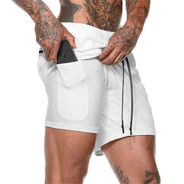 

Men's Workout Running 2 in 1 Double - Deck Training Gym Shorts with Pockets