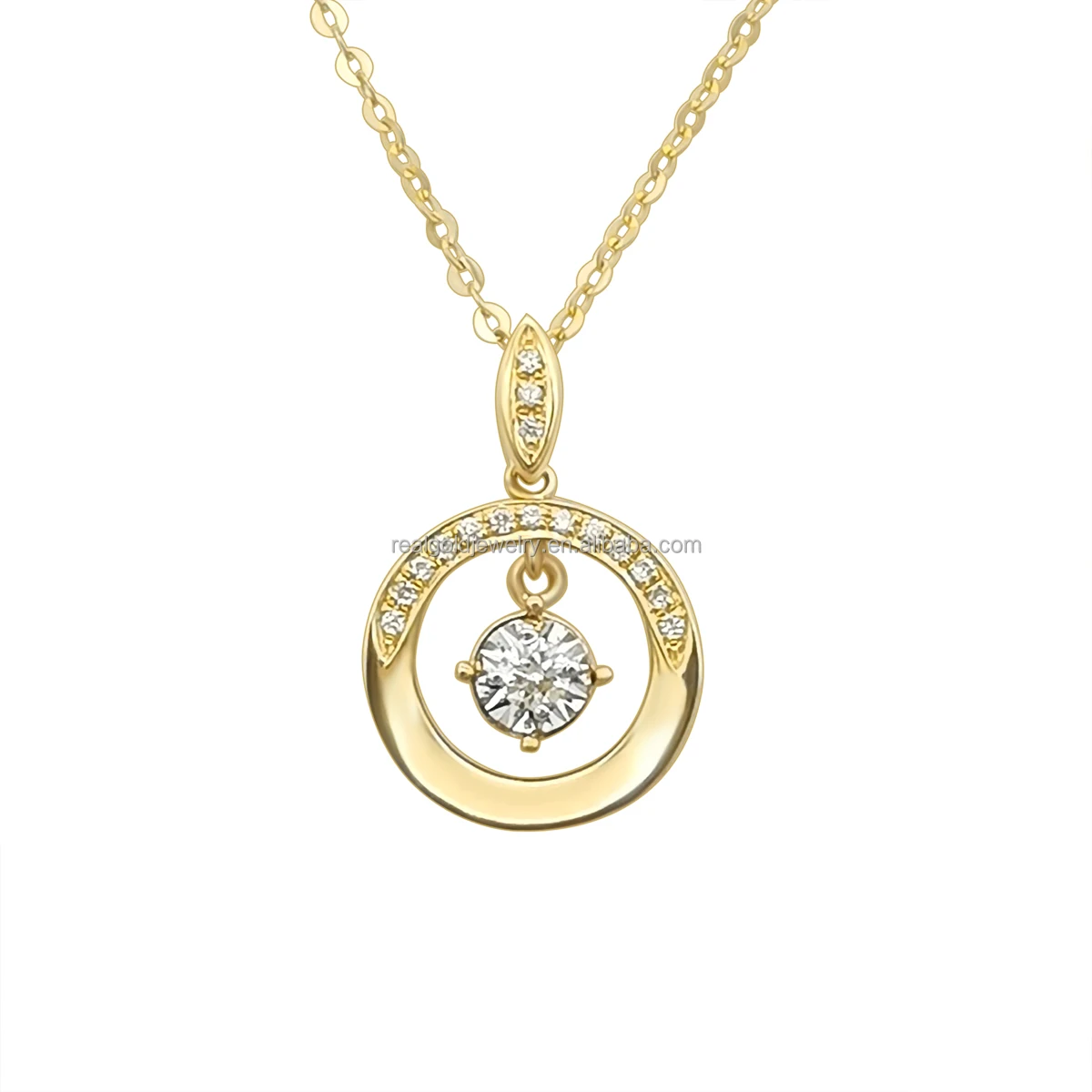 

Fine Fashion AU585 14K Gold pendant Necklaces Moissanite Jewelry Women Necklaces 14k Yellow Gold Necklace Chinese Gold