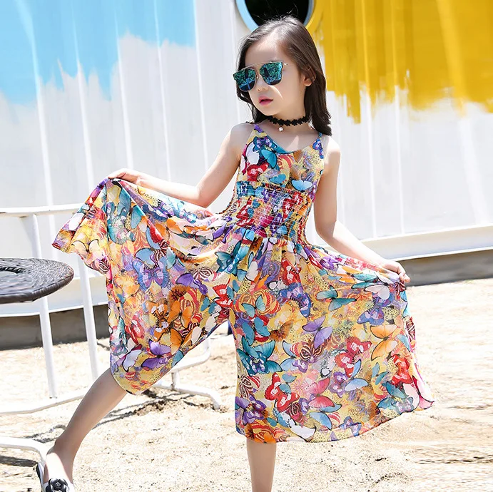 

2020 Brand New Girls Dresses Bohemia Children Dresses Girls Summer Floral Party Dresses Teenage Girls Clothing For 6 8 12 Years