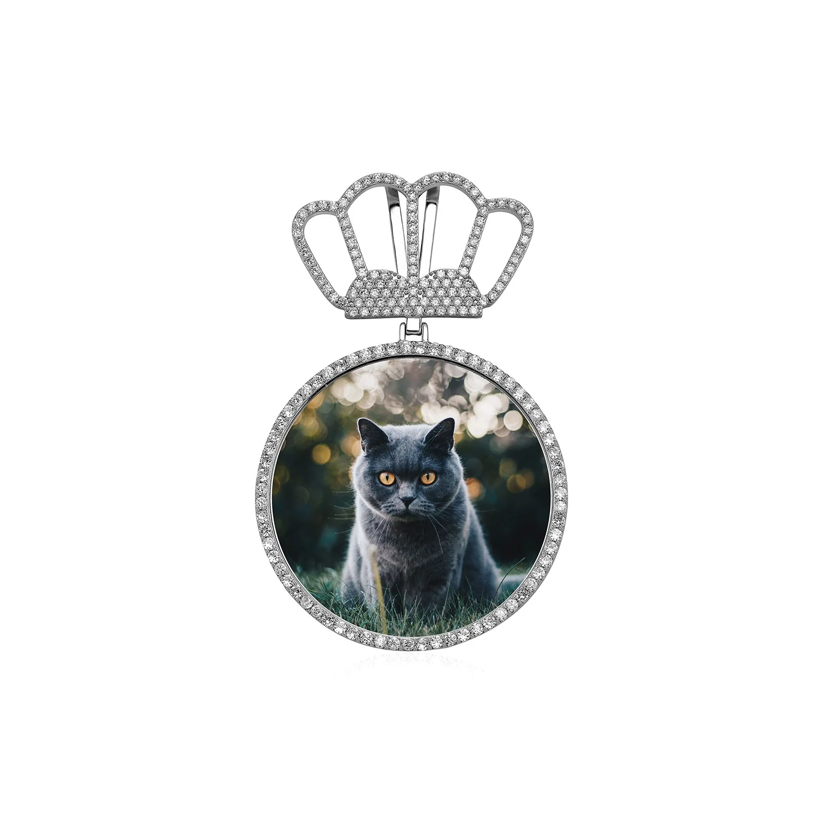 Hip Hop Jewelry Custom Photo Pendant Necklace Iced Out Memory Crown Picture Pendant Anniversary Gift