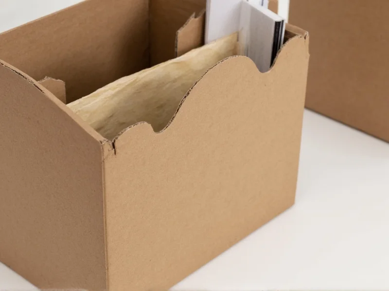 Handmade paper organizer on recycled cardboard
