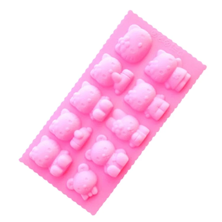 

J096 10 cavity silicone professional chocolate molds cat shaped, Random