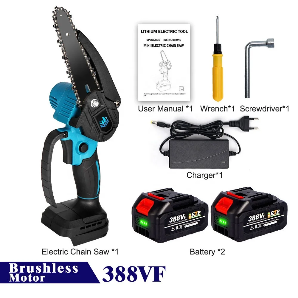 

1200W 6Inch Brushless Electric Chain Saw Cordless Handheld Pruning Saw Wood Cutting Garden Tool