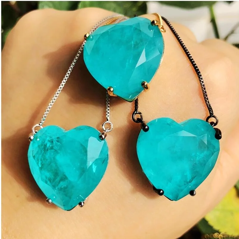 

FOXI Jewelry Manufacturer Semi Joias Brazil Style Fusion Stone Heart Pendant Necklace