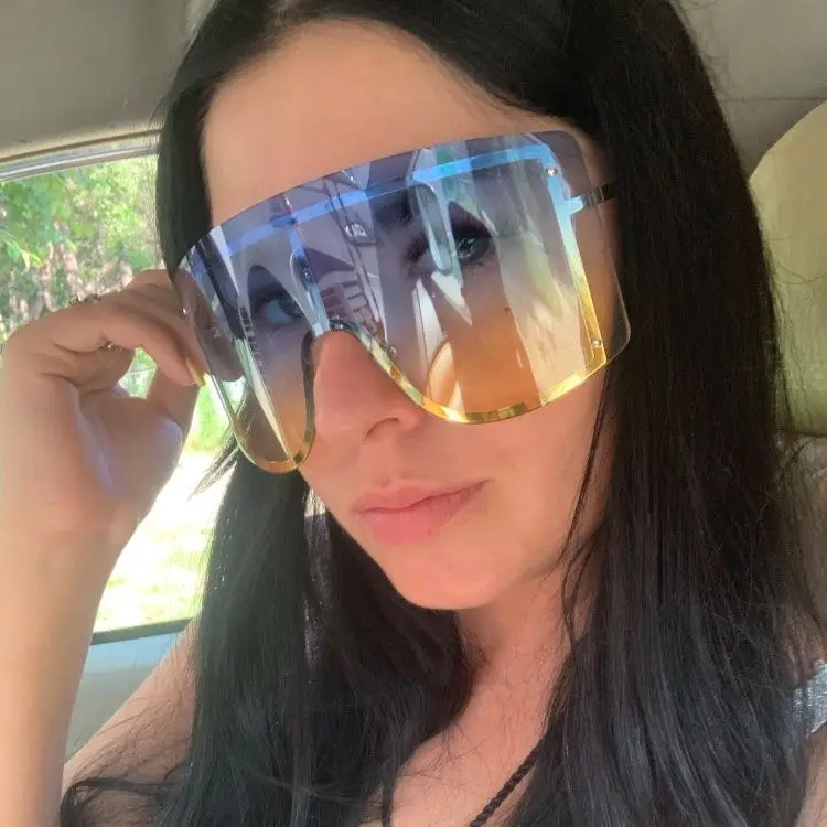 

Personalized large frame one piece gradual fashion frameless uv400 sun protection sunglasses